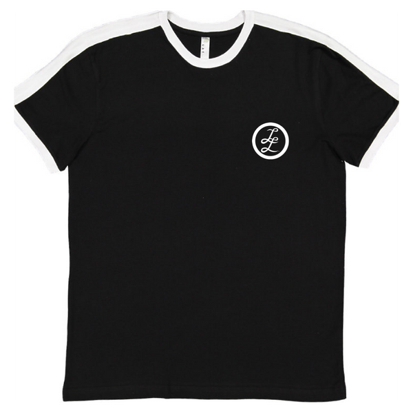 Black Retro Double L Ringer Tee